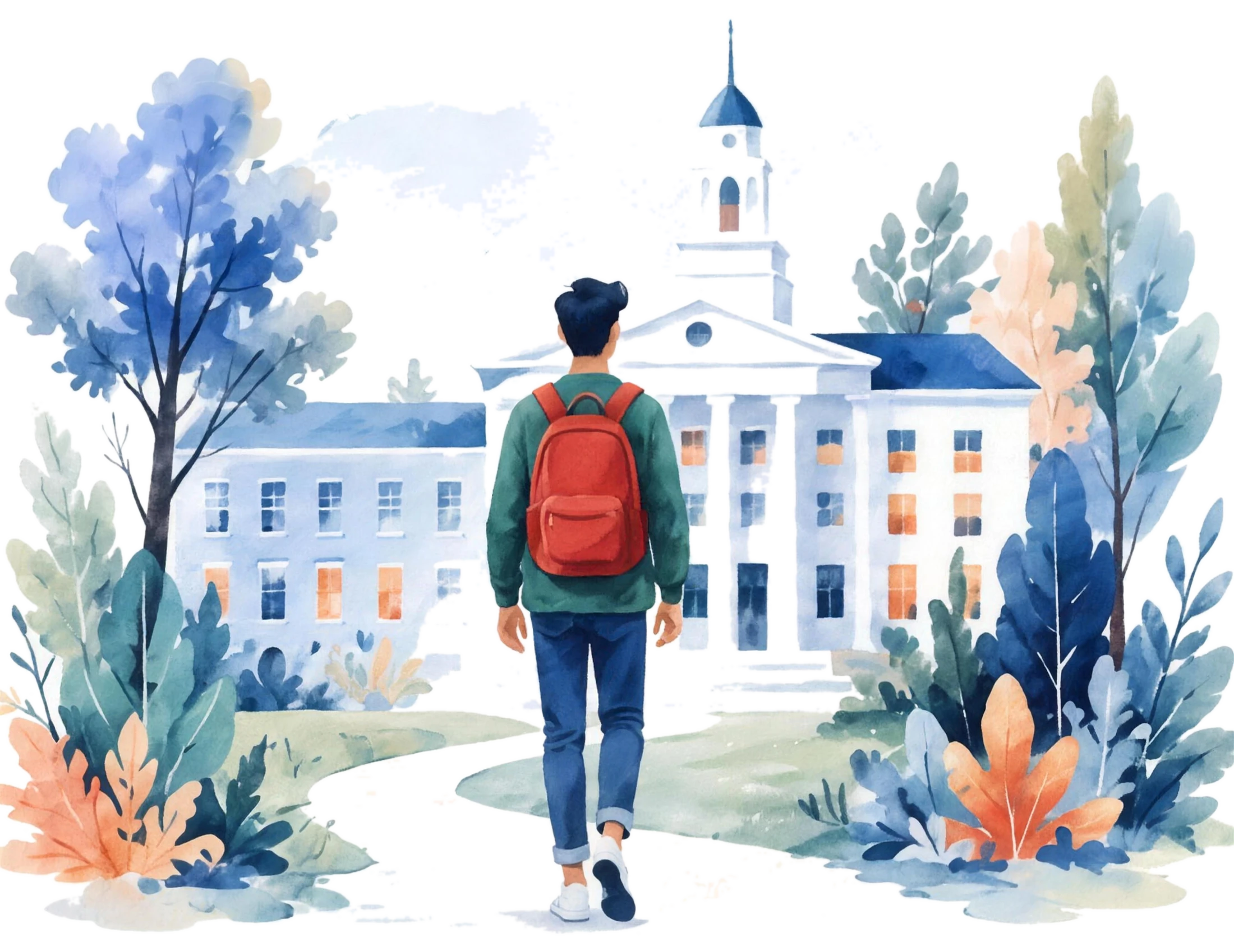 Student approaching campus