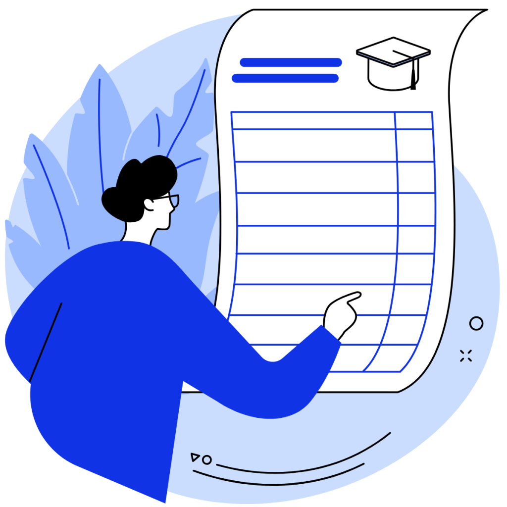 Example of OCR transcript processing system parsing scanned college transcript