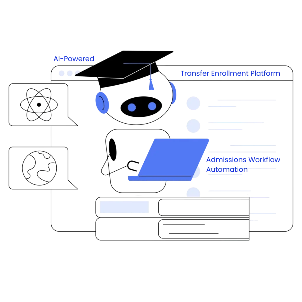 DegreeSight 3.0 transfer enrollment platform dashboard showing AI-powered credit evaluation and admissions workflow automation